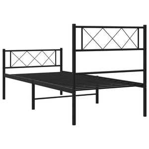 vidaXL Metal Bed Frame with Headboard and Footboard Black 39.4"x74.8" Twin-5