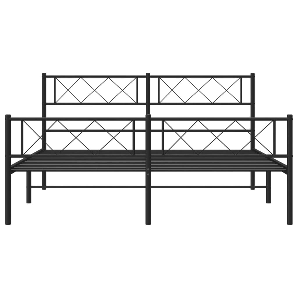 vidaXL Metal Bed Frame with Headboard and Footboard Black 53.1"x74.8"-2