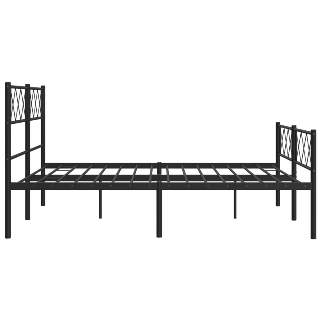 vidaXL Metal Bed Frame with Headboard and Footboard Black 53.1"x74.8"-4