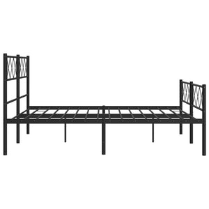 vidaXL Metal Bed Frame with Headboard and Footboard Black 53.1"x74.8"-4