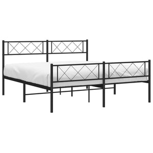 vidaXL Metal Bed Frame with Headboard and Footboard Black 59.1"x78.7"-1