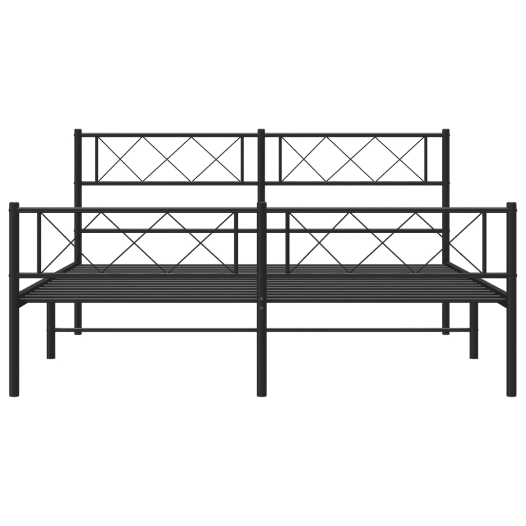 vidaXL Metal Bed Frame with Headboard and Footboard Black 59.1"x78.7"-2