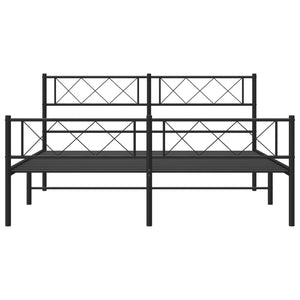 vidaXL Metal Bed Frame with Headboard and Footboard Black 59.1"x78.7"-2