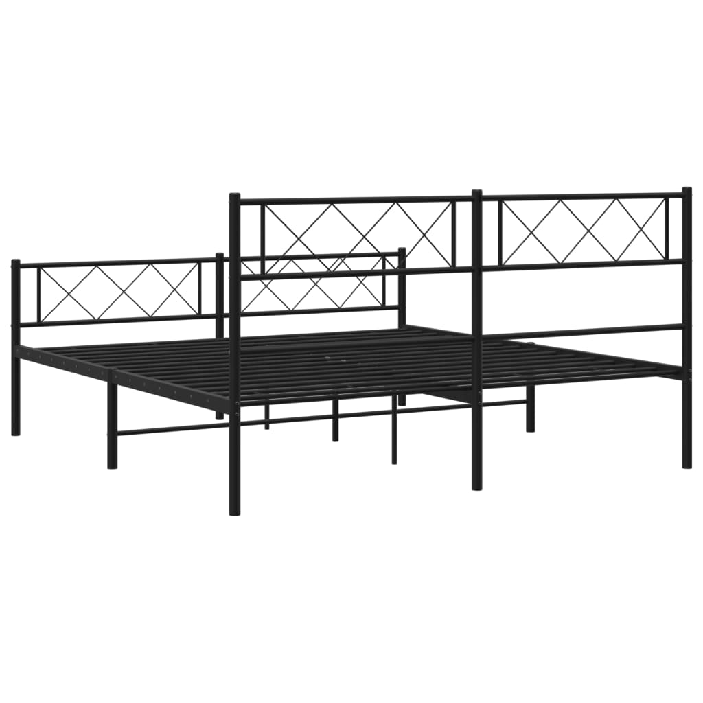 vidaXL Metal Bed Frame with Headboard and Footboard Black 59.1"x78.7"-5