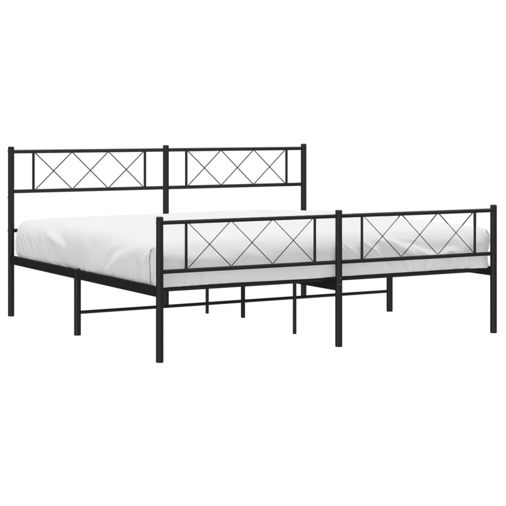 vidaXL Metal Bed Frame with Headboard&Footboard Black 72"x83.9" California King-1