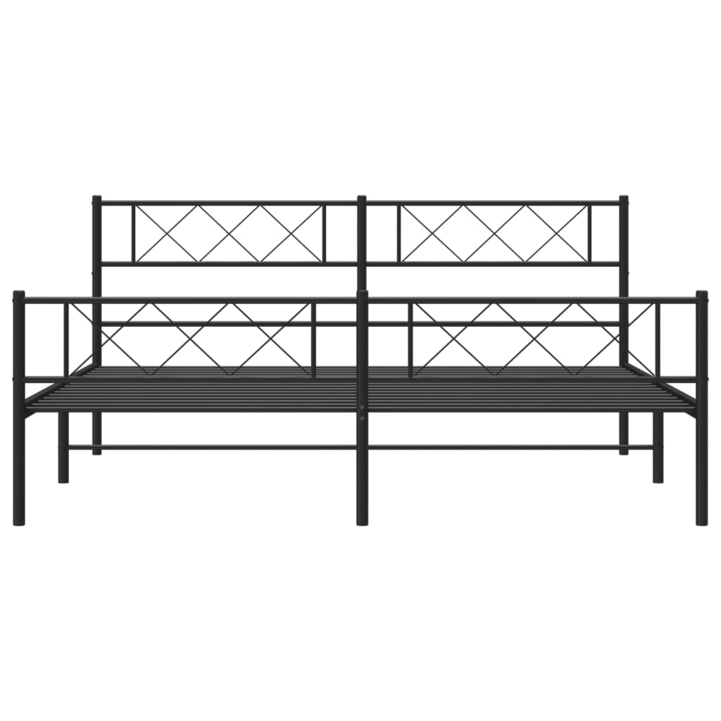 vidaXL Metal Bed Frame with Headboard&Footboard Black 72"x83.9" California King-2