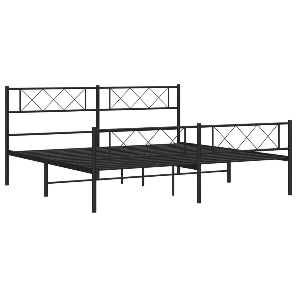 vidaXL Metal Bed Frame with Headboard&Footboard Black 72"x83.9" California King-3