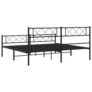 vidaXL Metal Bed Frame with Headboard&Footboard Black 72"x83.9" California King-5