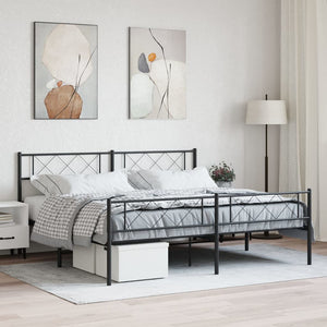 vidaXL Metal Bed Frame with Headboard&Footboard Black 72"x83.9" California King-0