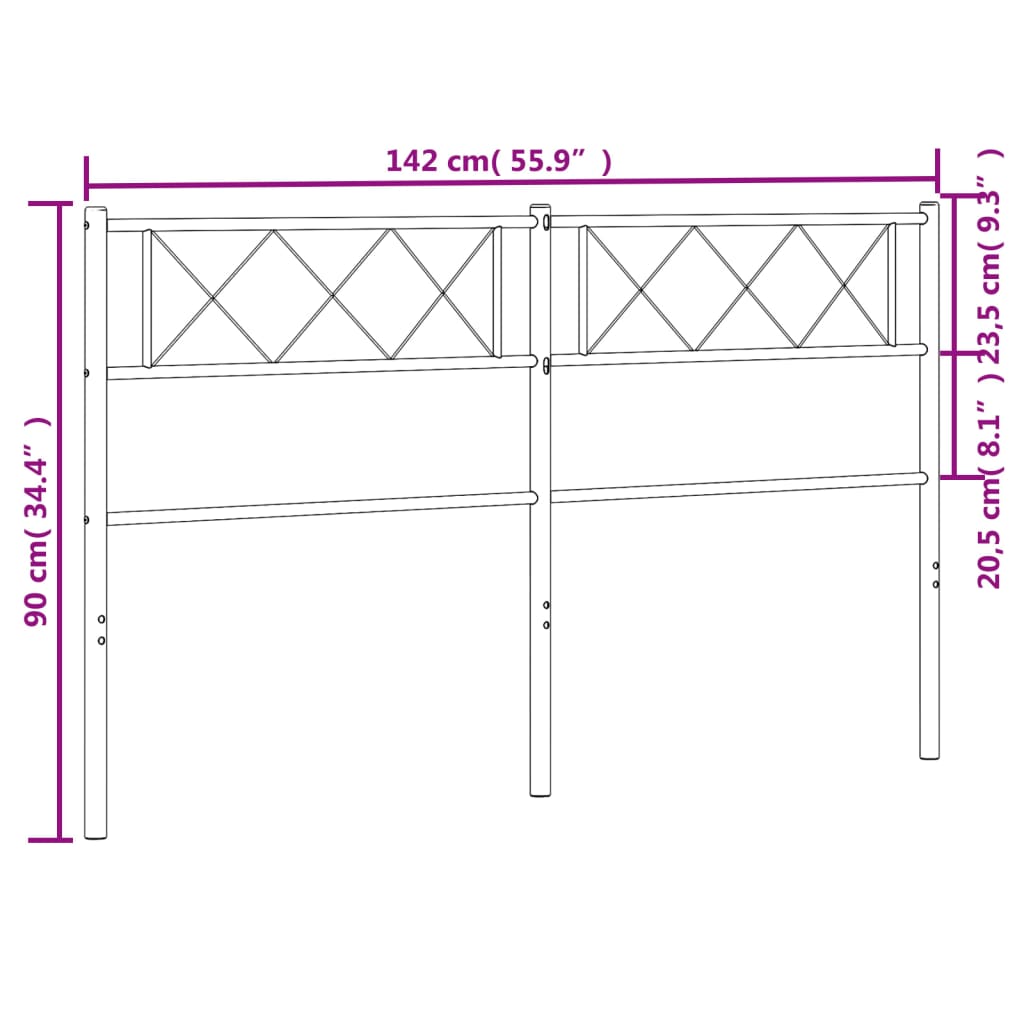 vidaXL Headboard Metal Bed Header with Back Support for Bedroom Furniture-43