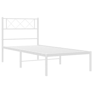 vidaXL Metal Bed Frame with Headboard White 39.4"x74.8" Twin-2