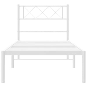 vidaXL Metal Bed Frame with Headboard White 39.4"x74.8" Twin-3