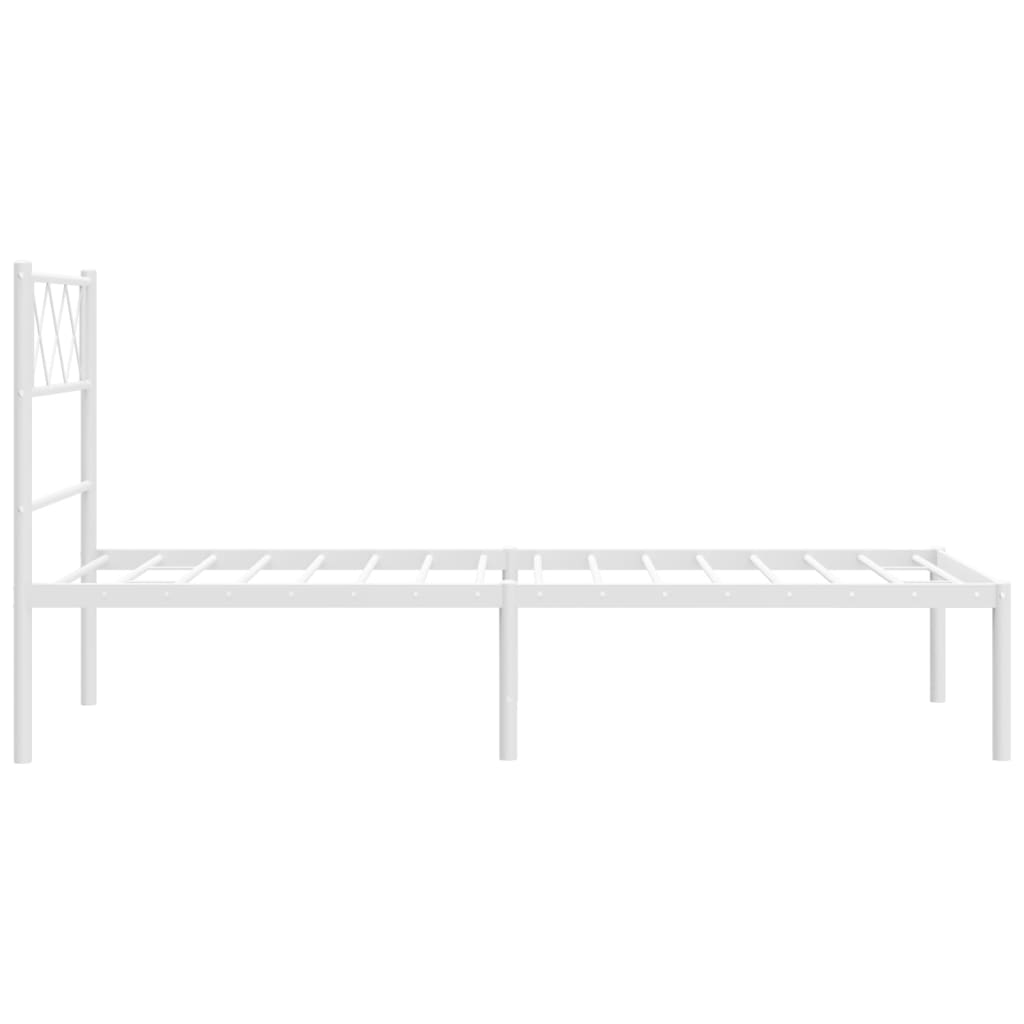 vidaXL Metal Bed Frame with Headboard White 39.4"x74.8" Twin-4