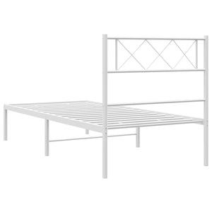 vidaXL Metal Bed Frame with Headboard White 39.4"x78.7"-5