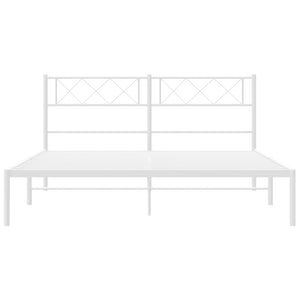 vidaXL Metal Bed Frame with Headboard White 53.1"x74.8"-3