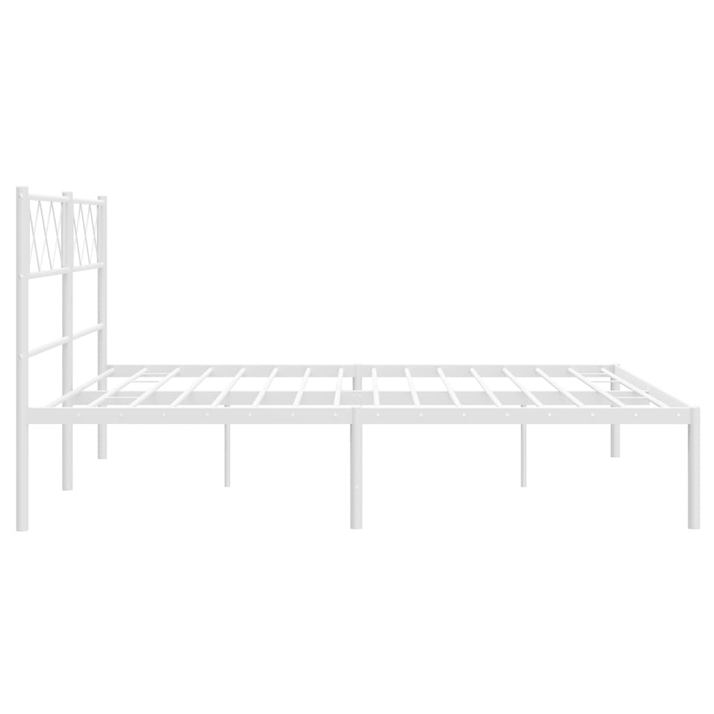 vidaXL Metal Bed Frame with Headboard White 53.1"x74.8"-4