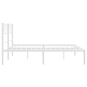 vidaXL Metal Bed Frame with Headboard White 53.1"x74.8"-4