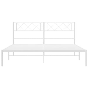 vidaXL Metal Bed Frame with Headboard White 59.1"x78.7"-3