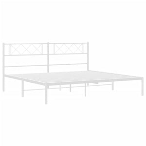 vidaXL Metal Bed Frame with Headboard White 72"x83.9" California King-2