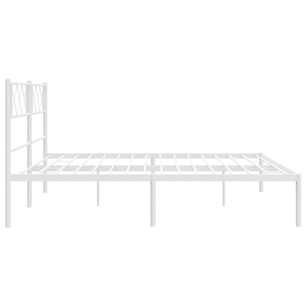 vidaXL Metal Bed Frame with Headboard White 72"x83.9" California King-4