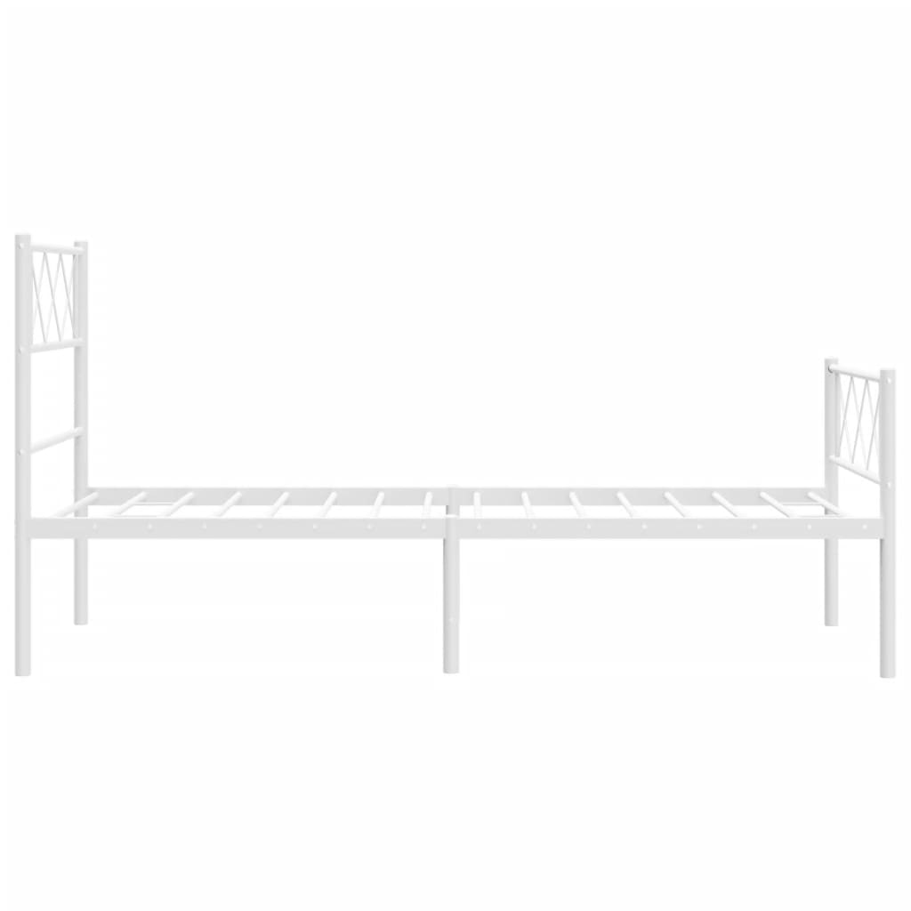 vidaXL Metal Bed Frame with Headboard and Footboard White 39.4"x74.8" Twin-4