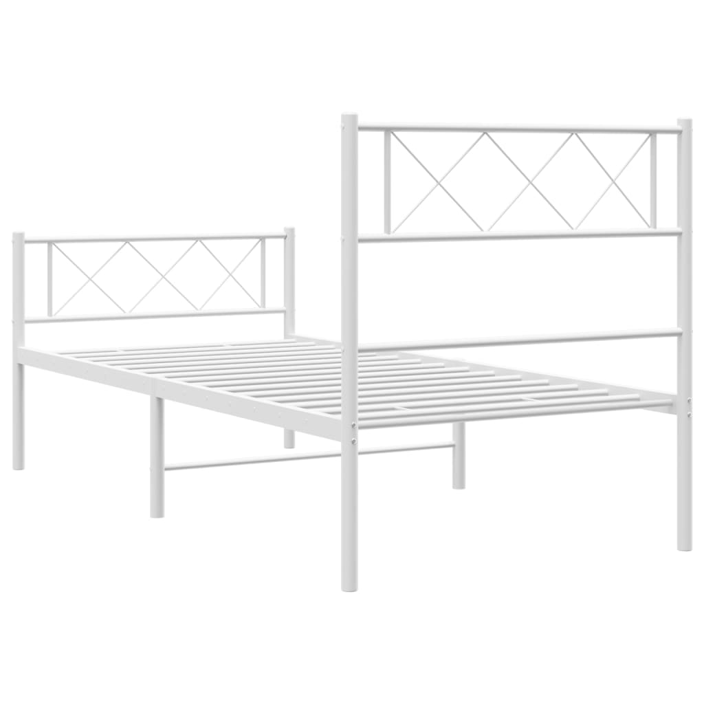 vidaXL Metal Bed Frame with Headboard and Footboard White 39.4"x74.8" Twin-5