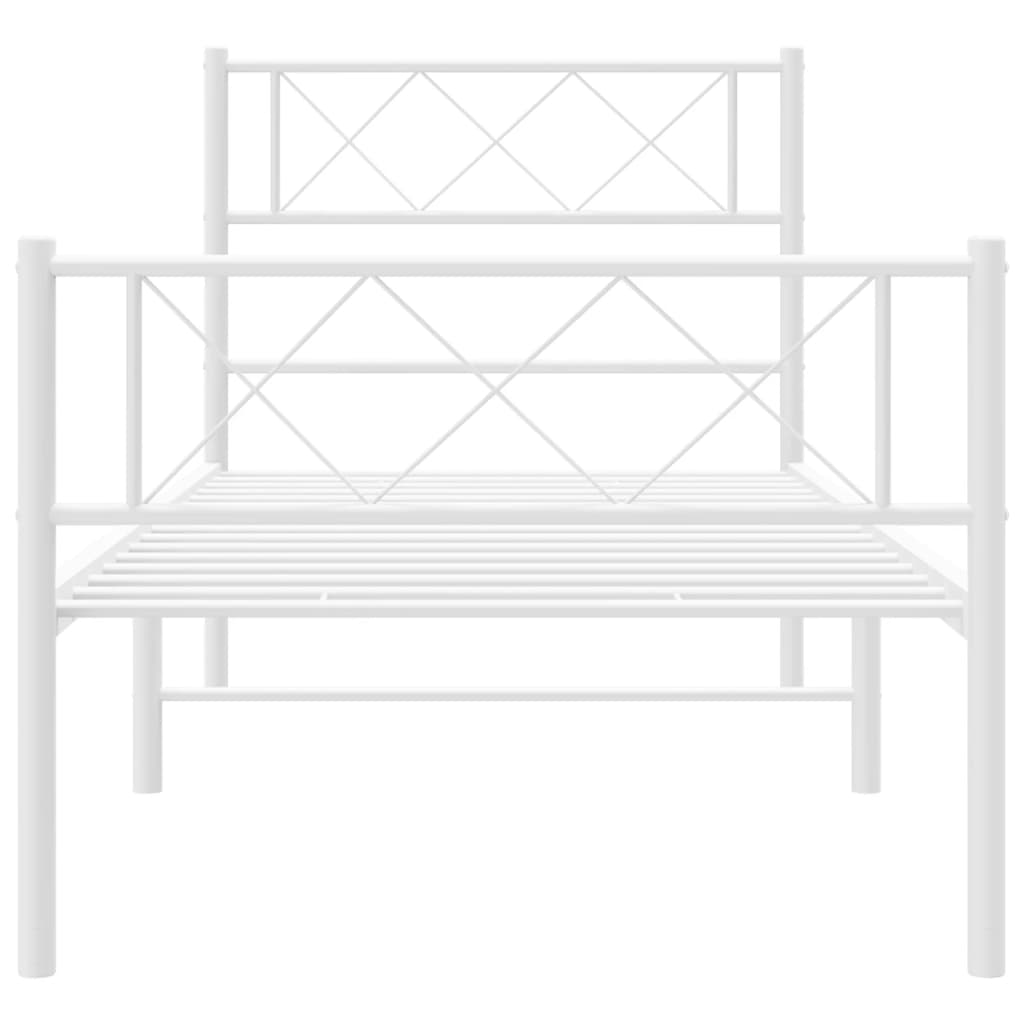 vidaXL Metal Bed Frame with Headboard and Footboard White 39.4"x78.7"-2