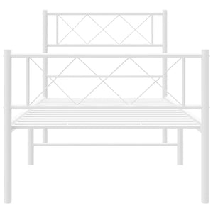 vidaXL Metal Bed Frame with Headboard and Footboard White 39.4"x78.7"-2