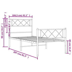 vidaXL Metal Bed Frame with Headboard and Footboard White 39.4"x78.7"-7