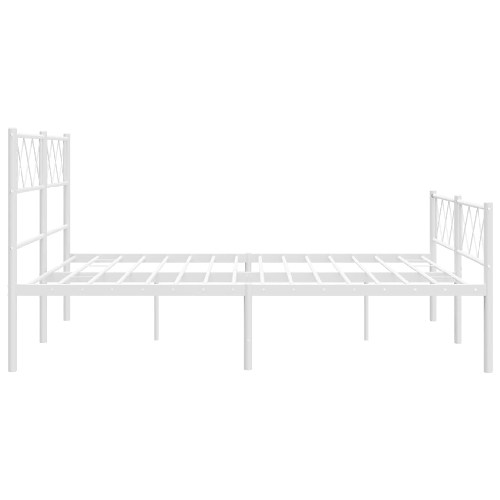 vidaXL Metal Bed Frame with Headboard and Footboard White 53.1"x74.8"-4