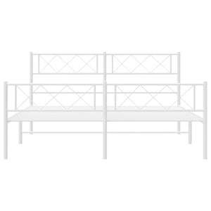 vidaXL Metal Bed Frame with Headboard and Footboard White 59.1"x78.7"-2