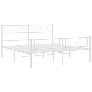 vidaXL Metal Bed Frame with Headboard and Footboard White 59.1"x78.7"-3