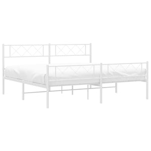 vidaXL Metal Bed Frame with Headboard&Footboard White 72"x83.9" California King-1