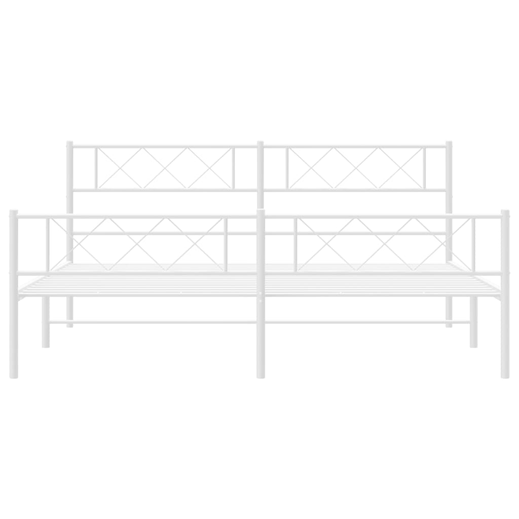 vidaXL Metal Bed Frame with Headboard&Footboard White 72"x83.9" California King-2