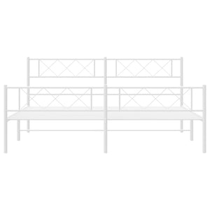 vidaXL Metal Bed Frame with Headboard&Footboard White 72"x83.9" California King-2