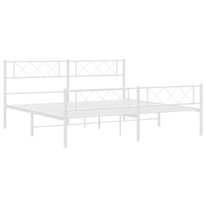 vidaXL Metal Bed Frame with Headboard&Footboard White 72"x83.9" California King-3