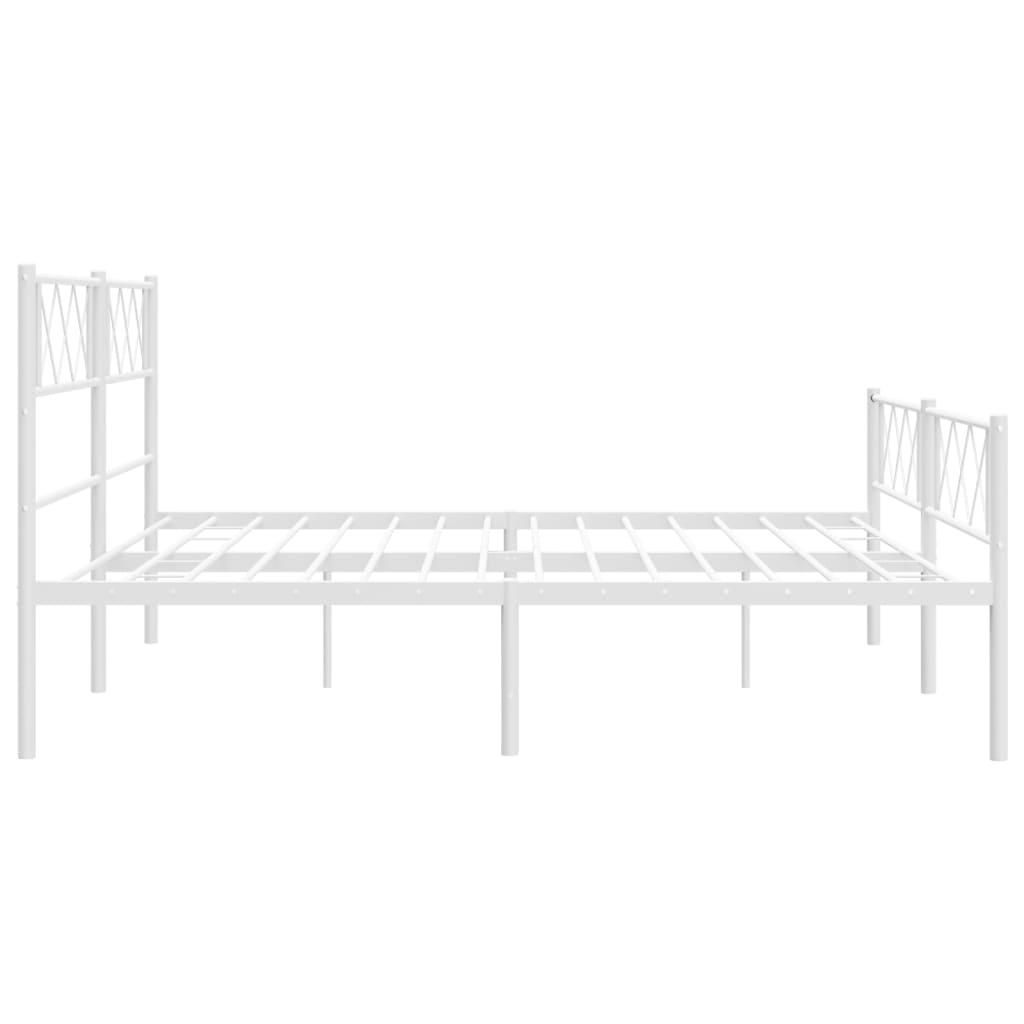 vidaXL Metal Bed Frame with Headboard&Footboard White 72"x83.9" California King-4