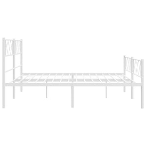 vidaXL Metal Bed Frame with Headboard&Footboard White 72"x83.9" California King-4