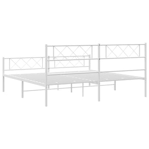 vidaXL Metal Bed Frame with Headboard&Footboard White 72"x83.9" California King-5