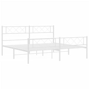 vidaXL Metal Bed Frame with Headboard and Footboard White 76"x79.9" King-3