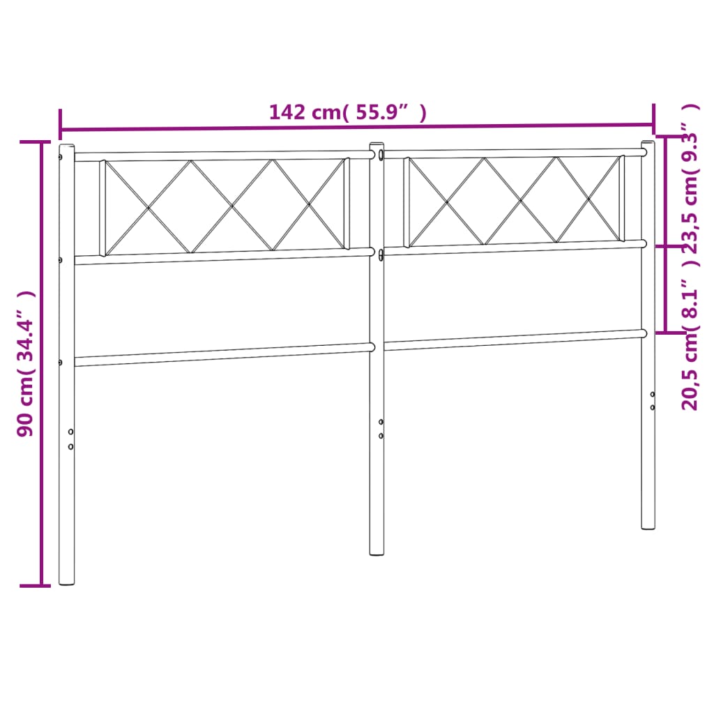 vidaXL Headboard Metal Bed Header with Back Support for Bedroom Furniture-51