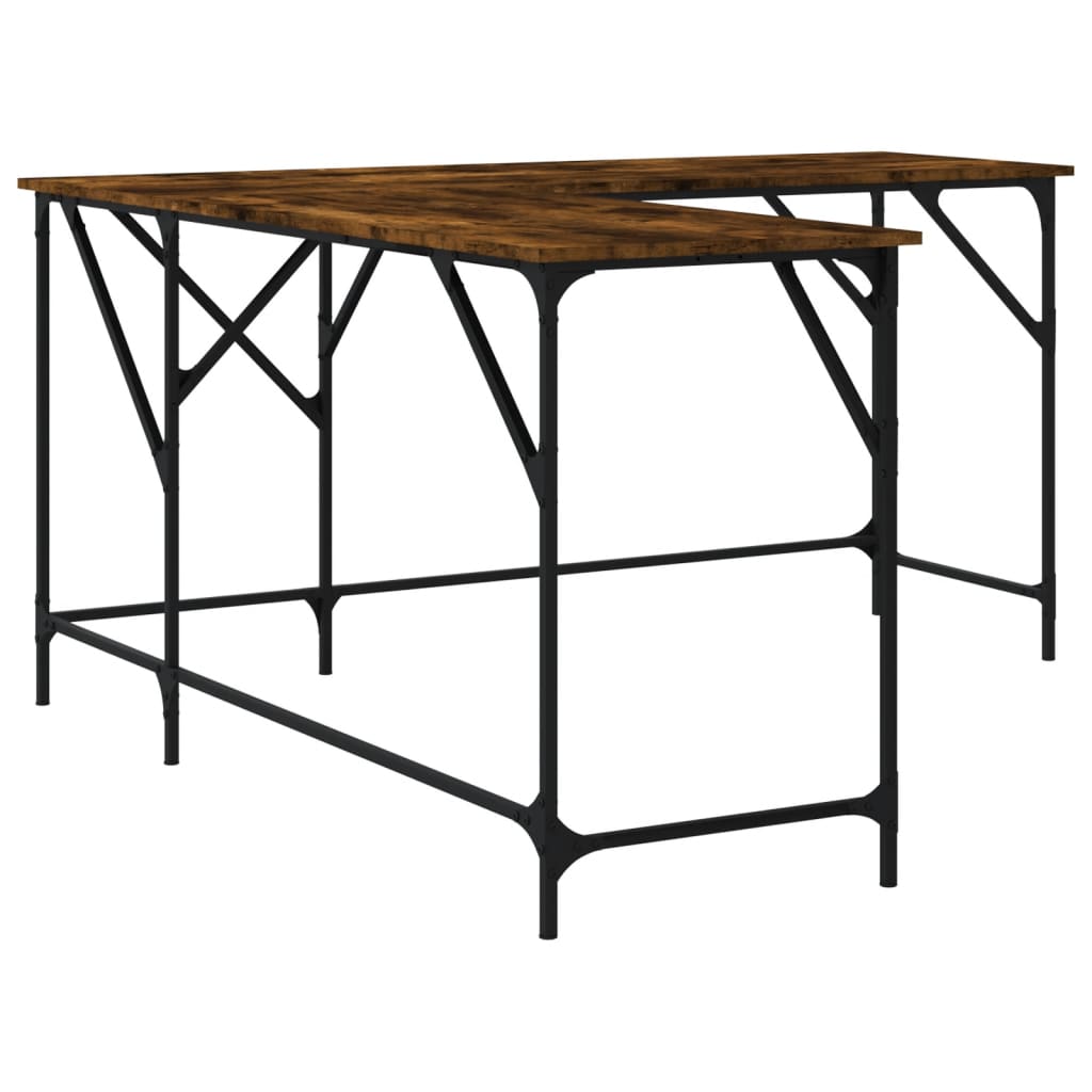 vidaXL Desk L-shape Computer Writing Table with Metal Frame Engineered Wood-3