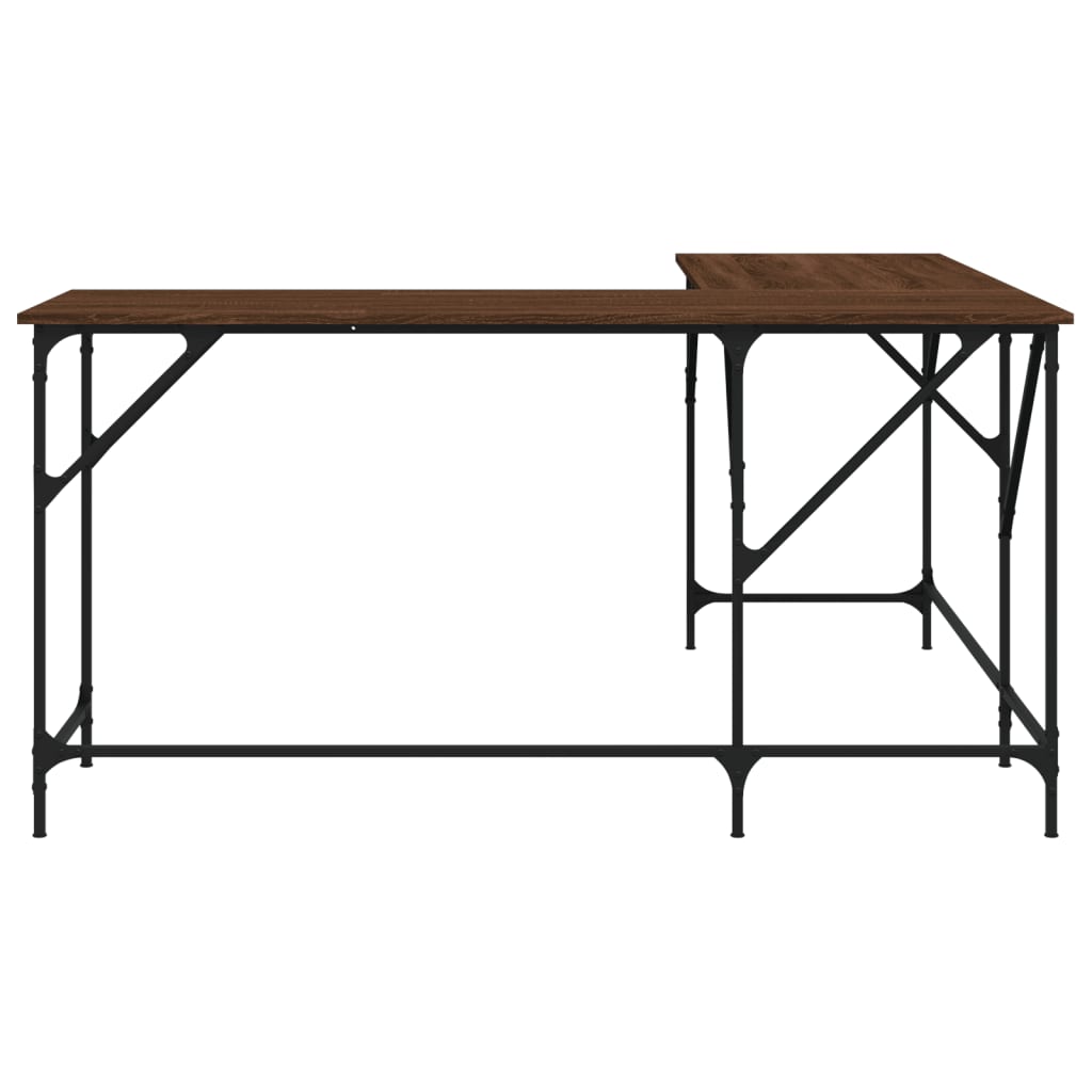 vidaXL Desk L-shape Computer Writing Table with Metal Frame Engineered Wood-4
