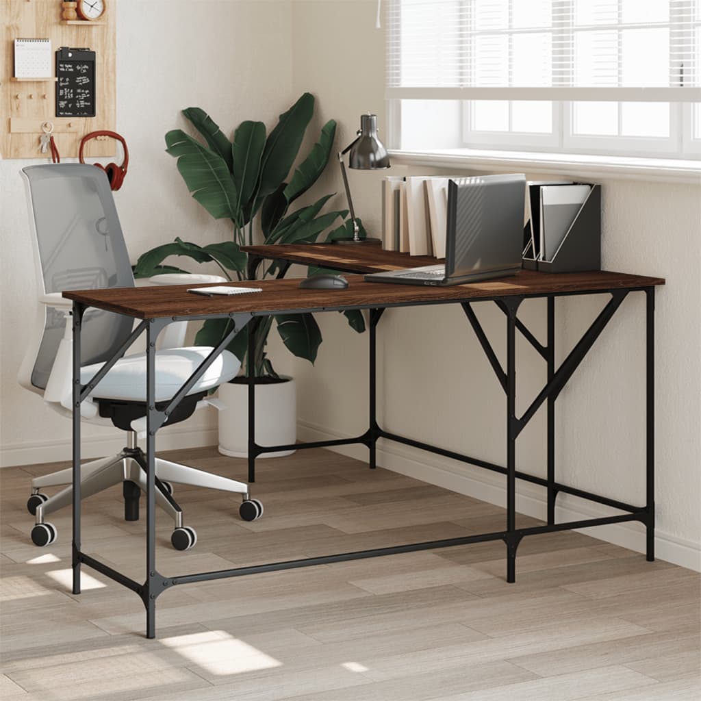 vidaXL Desk L-shape Computer Writing Table with Metal Frame Engineered Wood-24