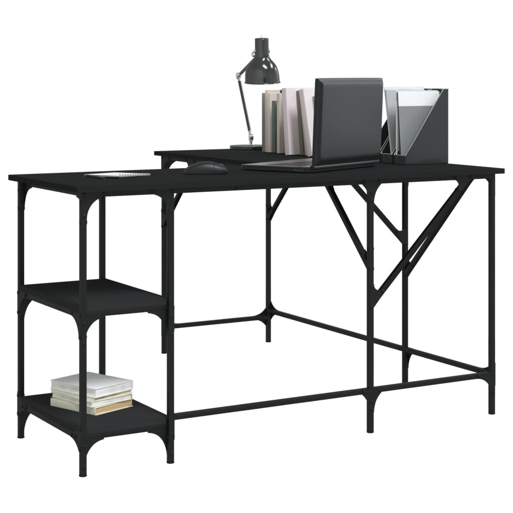 vidaXL Desk Black 54.7"x54.7"x29.5" Engineered Wood-7