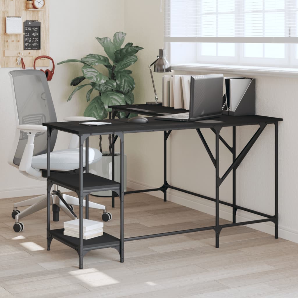 vidaXL Desk Black 54.7"x54.7"x29.5" Engineered Wood-4