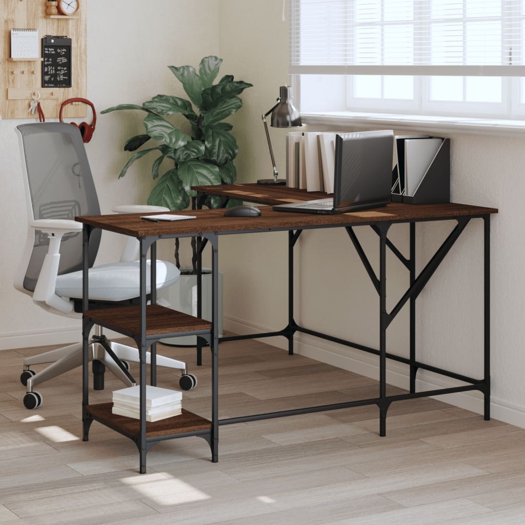 vidaXL Desk Black 54.7"x54.7"x29.5" Engineered Wood-23