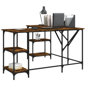 vidaXL Desk Storage L-shape Computer Study Table with Shelves Engineered Wood-21