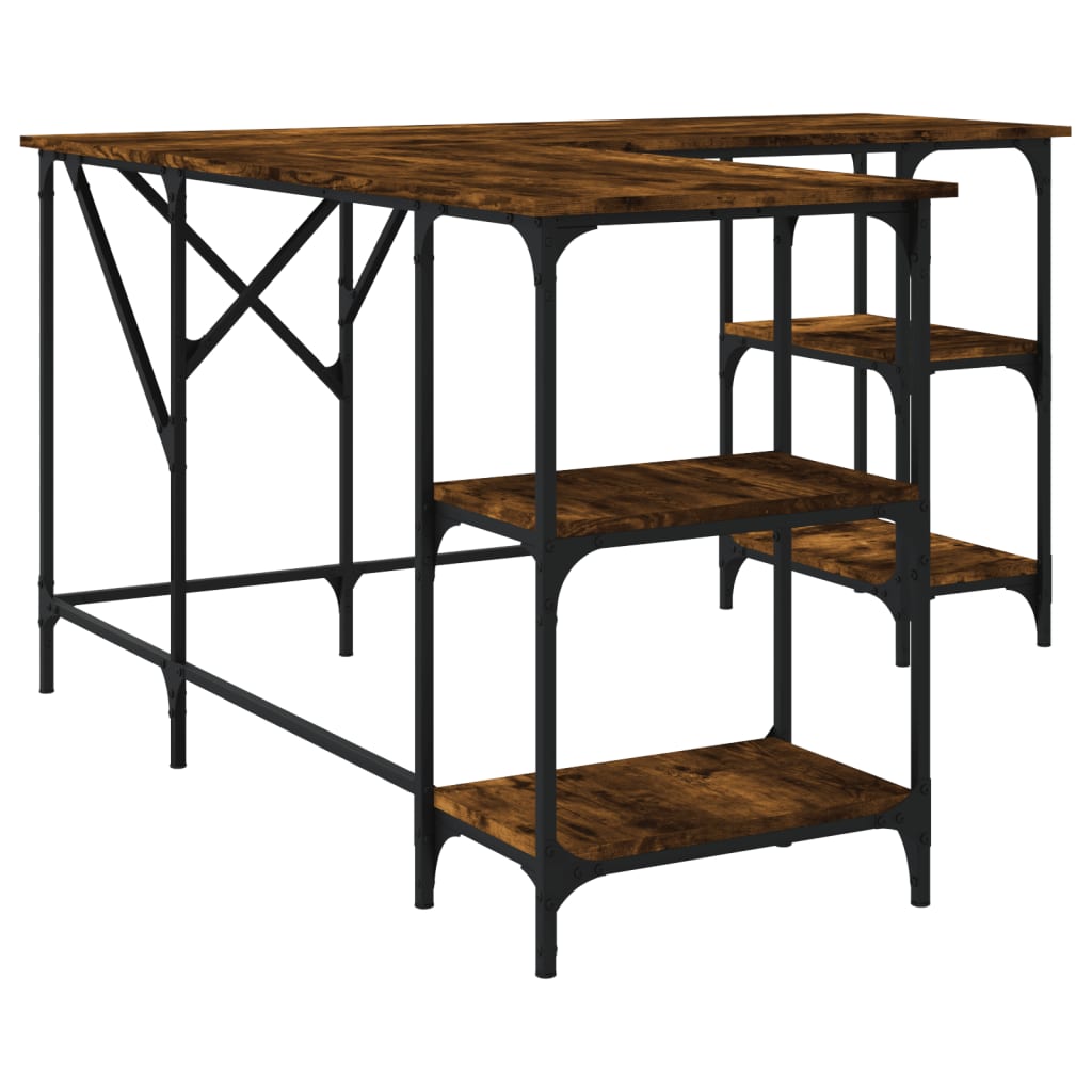 vidaXL Desk Storage L-shape Computer Study Table with Shelves Engineered Wood-4