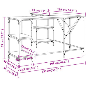 vidaXL Desk Storage L-shape Computer Study Table with Shelves Engineered Wood-10